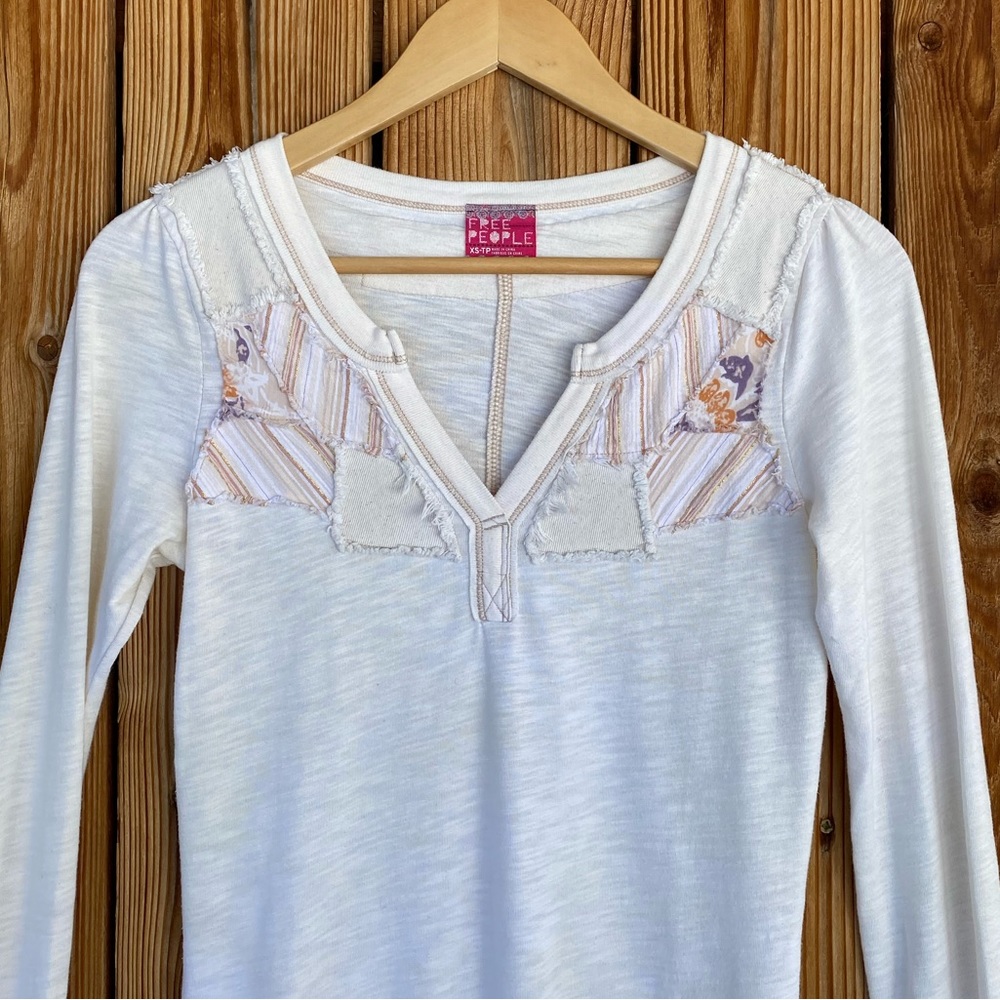 Free People Patchwork Button Cuff Henley - image 4